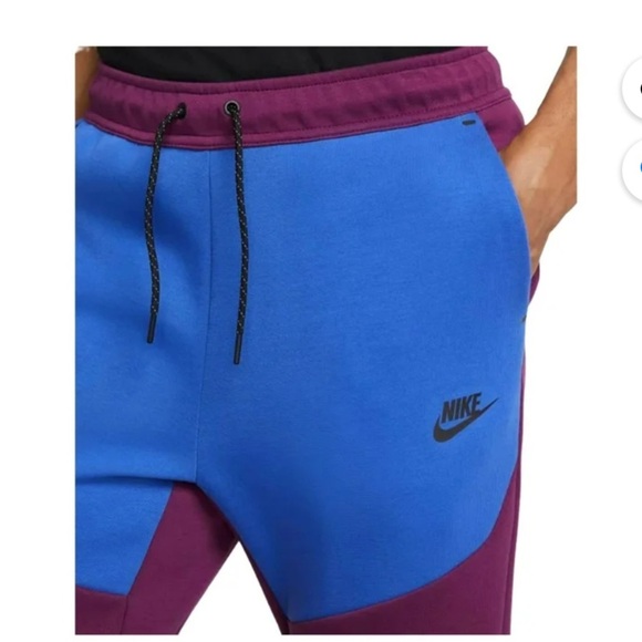 Nike Men's Sportswear Tech Fleece Joggers Sangria/Game Royal Large - Picture 1 of 8